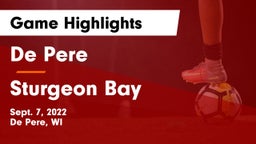 De Pere  vs Sturgeon Bay  Game Highlights - Sept. 7, 2022