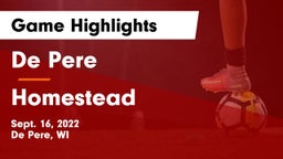 De Pere  vs Homestead  Game Highlights - Sept. 16, 2022
