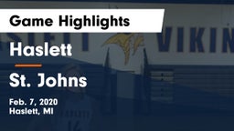 Haslett  vs St. Johns  Game Highlights - Feb. 7, 2020