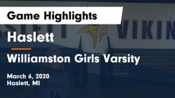 Haslett  vs Williamston Girls Varsity Game Highlights - March 6, 2020