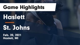 Haslett  vs St. Johns  Game Highlights - Feb. 20, 2021