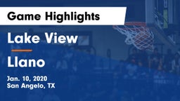 Lake View  vs Llano  Game Highlights - Jan. 10, 2020