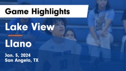 Lake View  vs Llano  Game Highlights - Jan. 5, 2024