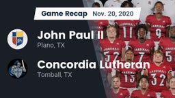 Recap: John Paul II  vs. Concordia Lutheran  2020