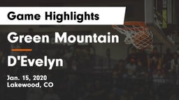 Green Mountain  vs D'Evelyn  Game Highlights - Jan. 15, 2020