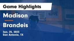 Madison  vs Brandeis  Game Highlights - Jan. 25, 2023