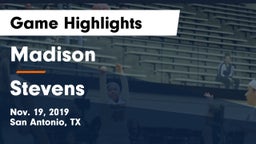 Madison  vs Stevens  Game Highlights - Nov. 19, 2019