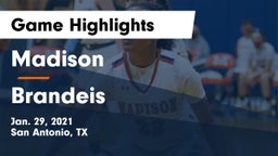 Madison  vs Brandeis  Game Highlights - Jan. 29, 2021