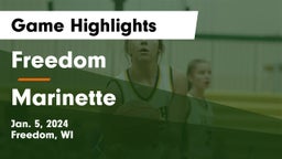 Freedom  vs Marinette  Game Highlights - Jan. 5, 2024