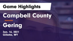 Campbell County  vs Gering  Game Highlights - Jan. 16, 2021