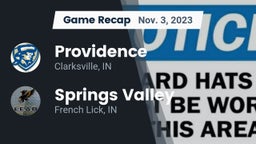 Recap: Providence  vs. Springs Valley  2023