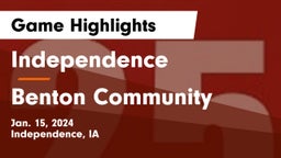 Independence  vs Benton Community Game Highlights - Jan. 15, 2024