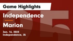 Independence  vs Marion  Game Highlights - Jan. 16, 2024