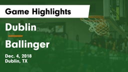 Dublin  vs Ballinger  Game Highlights - Dec. 4, 2018