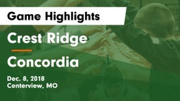Crest Ridge  vs Concordia Game Highlights - Dec. 8, 2018