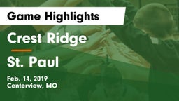 Crest Ridge  vs St. Paul Game Highlights - Feb. 14, 2019
