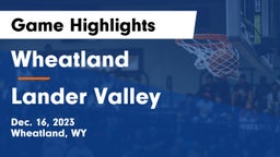 Wheatland  vs Lander Valley  Game Highlights - Dec. 16, 2023