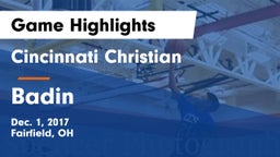 Cincinnati Christian  vs Badin  Game Highlights - Dec. 1, 2017