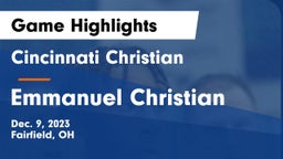 Cincinnati Christian  vs Emmanuel Christian  Game Highlights - Dec. 9, 2023