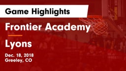 Frontier Academy  vs Lyons  Game Highlights - Dec. 18, 2018