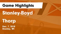 Stanley-Boyd  vs Thorp  Game Highlights - Dec. 7, 2018