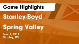 Stanley-Boyd  vs Spring Valley Game Highlights - Jan. 5, 2019
