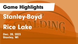 Stanley-Boyd  vs Rice Lake  Game Highlights - Dec. 28, 2023