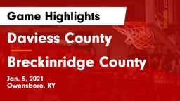 Daviess County  vs Breckinridge County  Game Highlights - Jan. 5, 2021