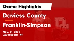 Daviess County  vs Franklin-Simpson  Game Highlights - Nov. 24, 2021