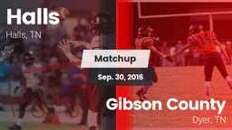 Matchup: Halls  vs. Gibson County  2016