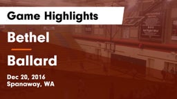 Bethel  vs Ballard  Game Highlights - Dec 20, 2016