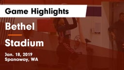 Bethel  vs Stadium  Game Highlights - Jan. 18, 2019