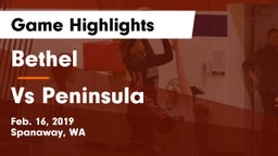 Bethel  vs  Vs Peninsula Game Highlights - Feb. 16, 2019