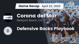 Recap: Corona del Mar  vs. Defensive Backs Playbook 2020