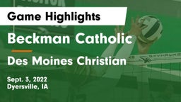 Beckman Catholic  vs Des Moines Christian  Game Highlights - Sept. 3, 2022