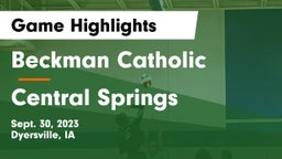 Beckman Catholic  vs Central Springs  Game Highlights - Sept. 30, 2023