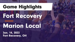 Fort Recovery  vs Marion Local  Game Highlights - Jan. 14, 2022