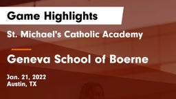 St. Michael's Catholic Academy vs Geneva School of Boerne Game Highlights - Jan. 21, 2022