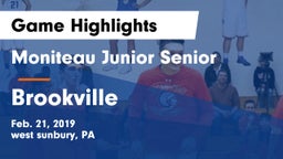 Moniteau Junior Senior  vs Brookville Game Highlights - Feb. 21, 2019