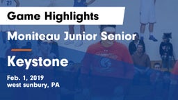 Moniteau Junior Senior  vs Keystone  Game Highlights - Feb. 1, 2019