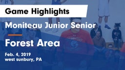 Moniteau Junior Senior  vs Forest Area Game Highlights - Feb. 4, 2019