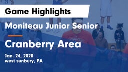 Moniteau Junior Senior  vs Cranberry Area  Game Highlights - Jan. 24, 2020