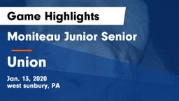 Moniteau Junior Senior  vs Union  Game Highlights - Jan. 13, 2020