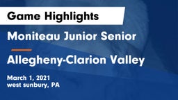 Moniteau Junior Senior  vs Allegheny-Clarion Valley  Game Highlights - March 1, 2021