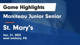 Moniteau Junior Senior  vs St. Mary's  Game Highlights - Jan. 31, 2022