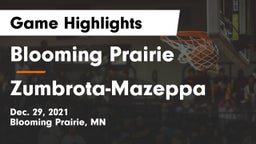 Blooming Prairie  vs Zumbrota-Mazeppa  Game Highlights - Dec. 29, 2021
