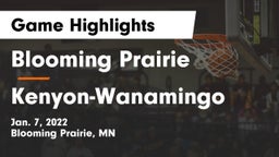 Blooming Prairie  vs Kenyon-Wanamingo  Game Highlights - Jan. 7, 2022