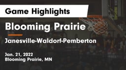 Blooming Prairie  vs Janesville-Waldorf-Pemberton  Game Highlights - Jan. 21, 2022