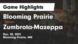 Blooming Prairie  vs Zumbrota-Mazeppa  Game Highlights - Dec. 28, 2023