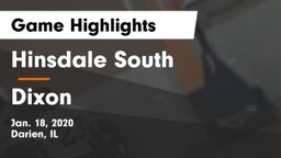 Hinsdale South  vs Dixon Game Highlights - Jan. 18, 2020